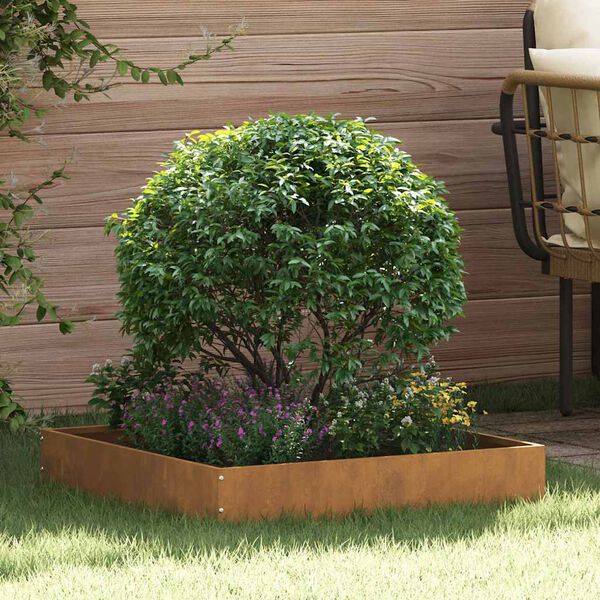 vidaXL Lawn Edging 6 pcs Rusty 60 x 60 x 13 cm Weathering Steel