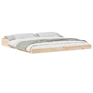 vidaXL Bed Frame Brown 200 x 220 cm Solid Pine Wood
