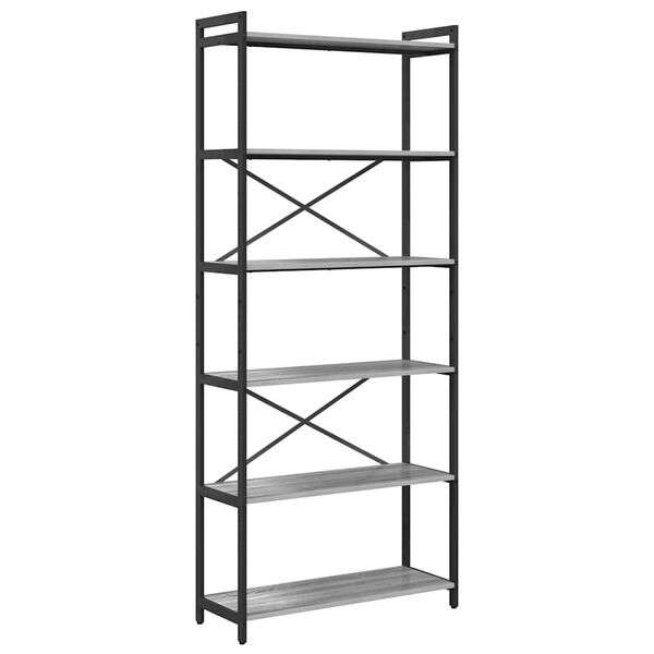 vidaXL Bookshelf Grey sonoma 80 x 30 x 190 cm Engineered Wood