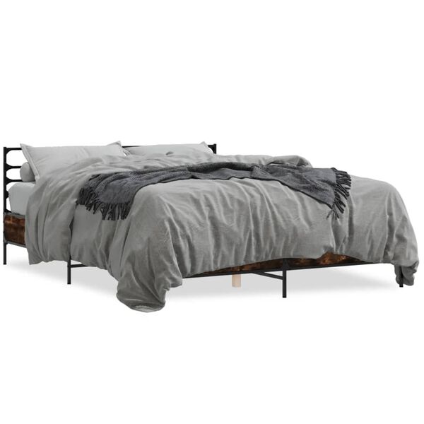 vidaXL Bed Frame without Mattress Smoked Oak 160x200 cm