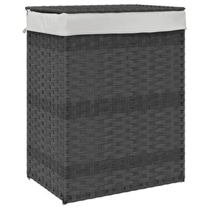 vidaXL Laundry Basket with Lid Grey 46x33x60 cm Poly Rattan