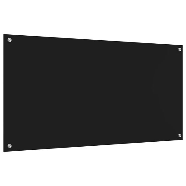 vidaXL Kitchen Backsplash Black 120 x 60 cm Tempered Glass