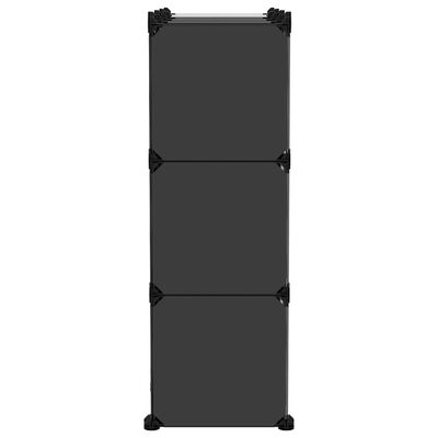 vidaXL Storage Cube Organiser with 9 Cubes and Doors Black PP