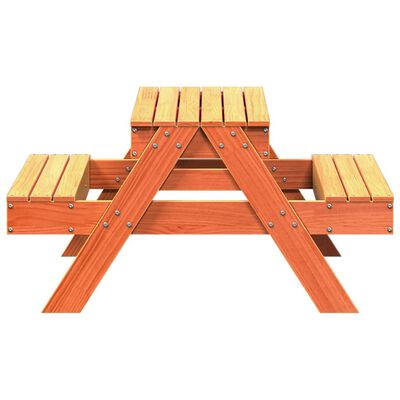 vidaXL Picnic Table with Sandpit for Kids Wax Brown Solid Wood Pine