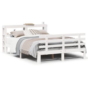vidaXL Bed Frame with Headboard without Mattress White 140x200 cm
