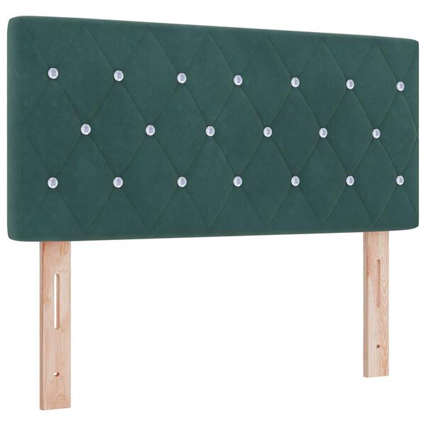 vidaXL LED Headboard with LED Strip Lights Dark Green 90 cm Polyester