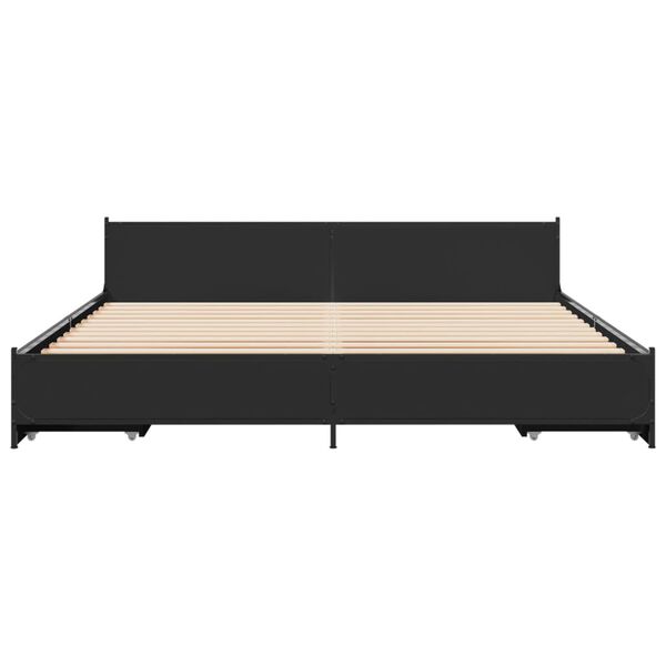 vidaXL Bed Frame with Drawers without Mattress Black 200x200 cm