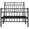 vidaXL Metal Bed Frame without Mattress with Footboard Black 90x190cm