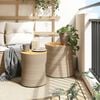vidaXL Garden Side Tables 2 pcs with Wooden Top Beige Poly Rattan