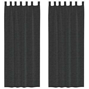 vidaXL Voile Curtains with Tab Top 2 pcs Black