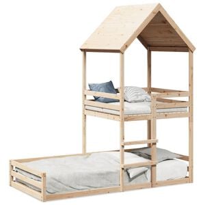 vidaXL Bunk Bed with Roof 90x190 cm Solid Wood Pine