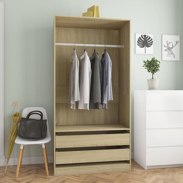 vidaXL Wardrobe Sonoma Oak 100x50x200 cm Engineered Wood