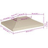 vidaXL Gazebo Cover Canopy Replacement 310 g / m&sup2; Beige 3 x 4 m