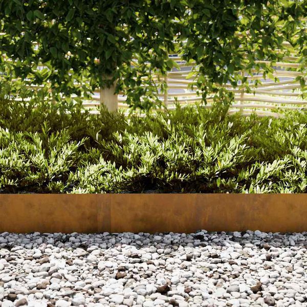 vidaXL Lawn Edging 10 pcs Brown 100 x 0.05 x 20 cm Weathering Steel