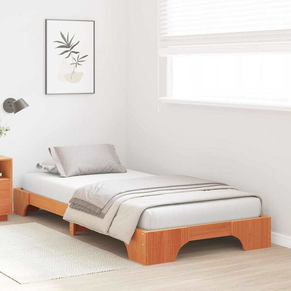 vidaXL Bed Frame Wax Brown 80 x 200 cm Solid Pine Wood