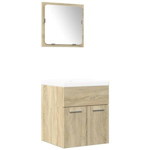 vidaXL 3 Piece Bathroom Furniture Set Sonoma Oak Engineered Wood