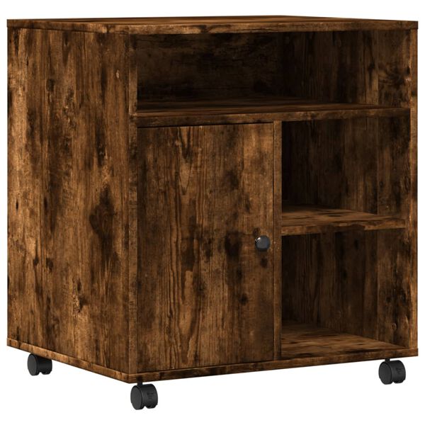 vidaXL Printer Stand with Wheels Smoked Oak 60x50x67 cm