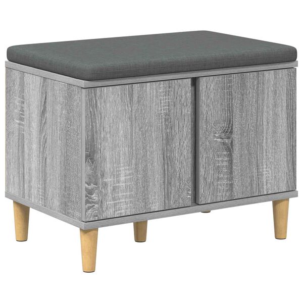 vidaXL Hall Bench with Cushion with Door Grey Sonoma 60 x 38 x 46 cm