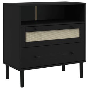 vidaXL Sideboard SENJA Rattan Look Black 80x40x80 cm Solid Wood Pine