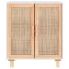 vidaXL Sideboard White 60x30x70 cm Solid Wood Pine and Natural Rattan