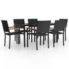 vidaXL 7 Piece Garden Dining Set Black Poly Rattan