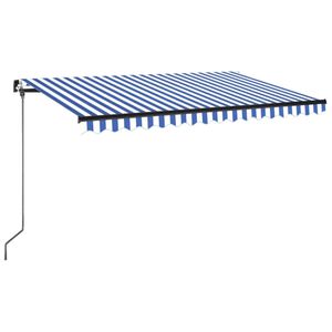 vidaXL Manual Awning 4 x 3.5 m Blue and White Stripe 100% Polyester