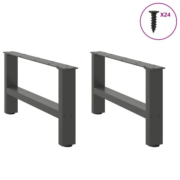 vidaXL Coffee Table Legs Anthracite 2 pcs 60x(30-31) cm Steel
