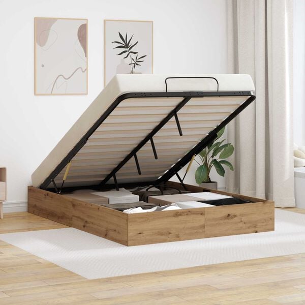 vidaXL Ottoman Bed Frame Artisan Oak 150 x 200 cm Engineered Wood