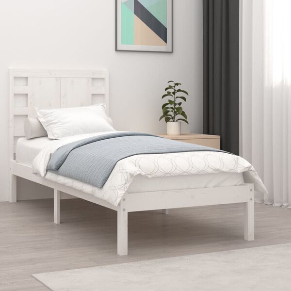 vidaXL Bed Frame without Mattress White 75x190 cm Small Single Solid Wood