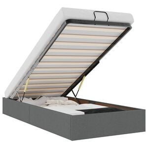 vidaXL Ottoman Bed Frame without Mattress Dark Grey Single Fabric