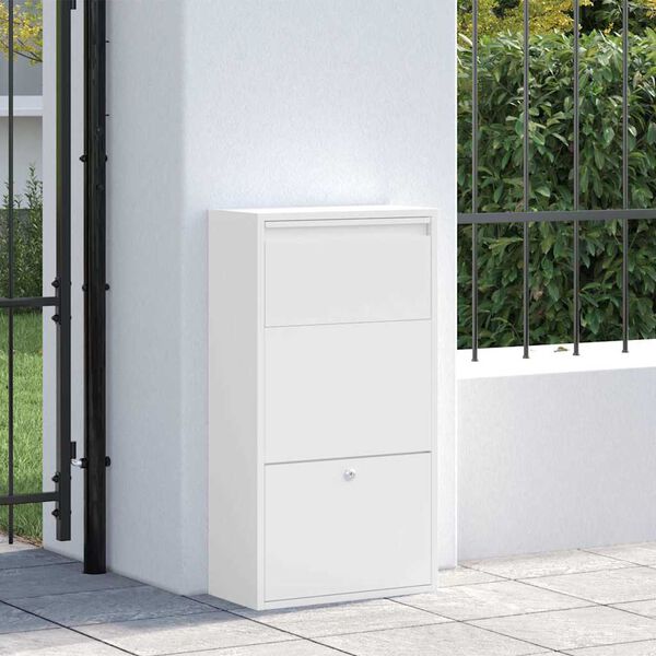 vidaXL Parcel Drop Box with Storage White 44 x 22 x 82 cm Steel