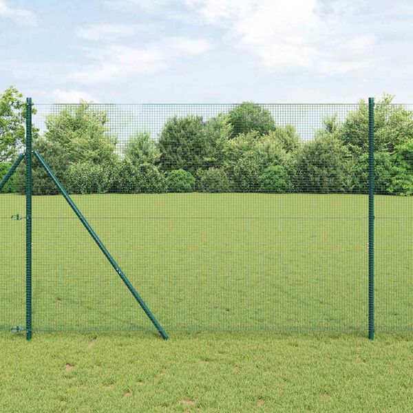 vidaXL Fence Post Green 50 x 1.5 m (16 x 16 mm mesh) Steel and PVC