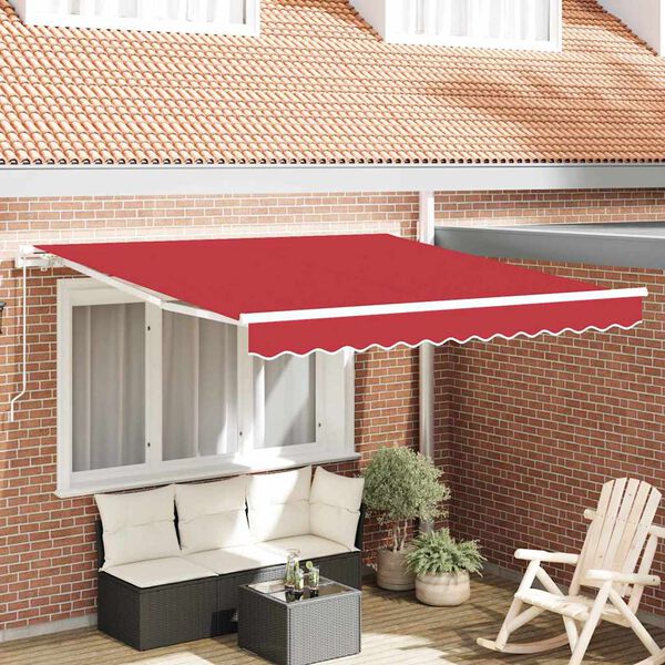 vidaXL Retractable Awning Manual Red 350 x 250 cm Fabric