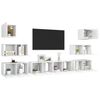 vidaXL 8 Piece TV Cabinet Set White Engineered Wood