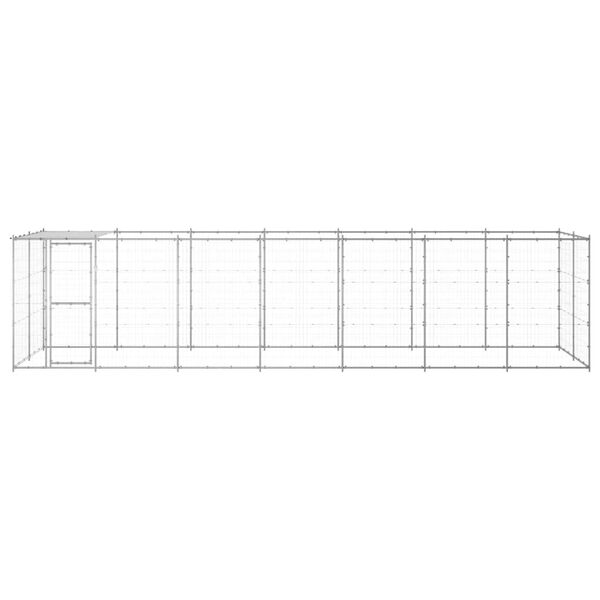 vidaXL Outdoor Dog Kennel Galvanised Steel with Roof 16.94 m²