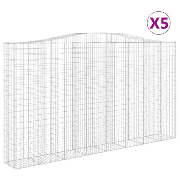 vidaXL Arched Gabion Baskets 5 pcs 400x50x220/240 cm Galvanised Iron