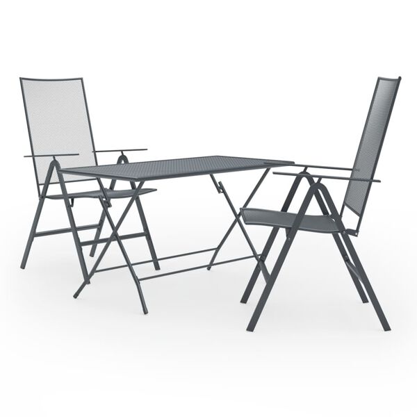 vidaXL 3 Piece Garden Dining Set Steel Anthracite