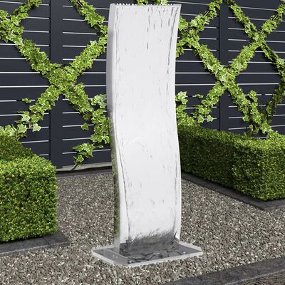 vidaXL Garden Fountain with Pump 108 cm Stainless Steel Curved