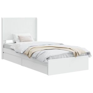 vidaXL Bed Frame with Storage and Headboard White 90 x 200 cm