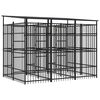 vidaXL Outdoor Dog Kennel with Roof Steel 5.53 m&sup2;