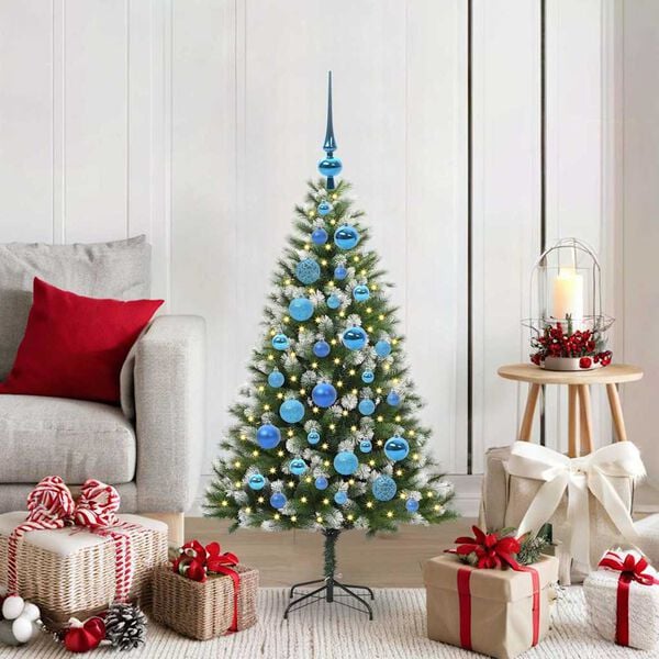 vidaXL Artificial Hinged Christmas Tree with Flocked Snow 120 cm