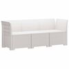 vidaXL 3-Seater Garden Sofa Rattan Look PP White