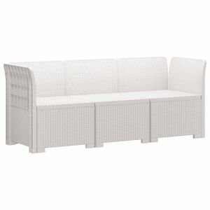 vidaXL 3-Seater Garden Sofa Rattan Look PP White