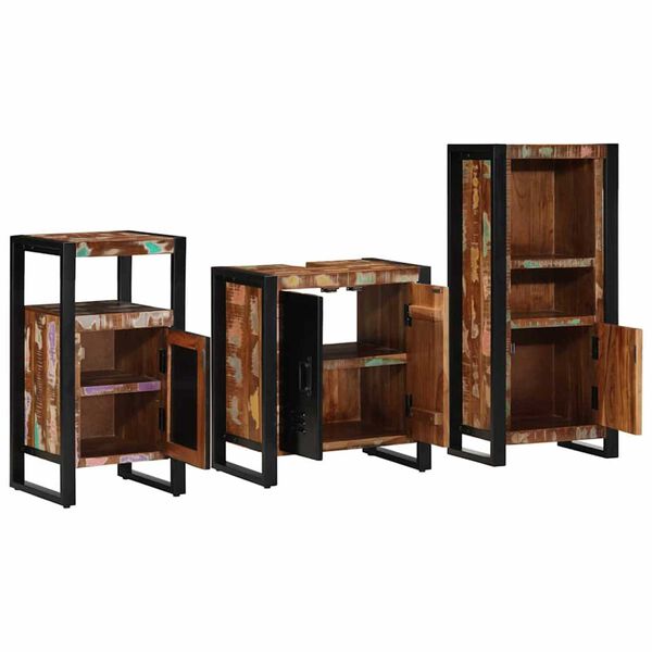 vidaXL Bathroom Furniture Set with Shelf 3 pcs Brown Solid Mango Wood
