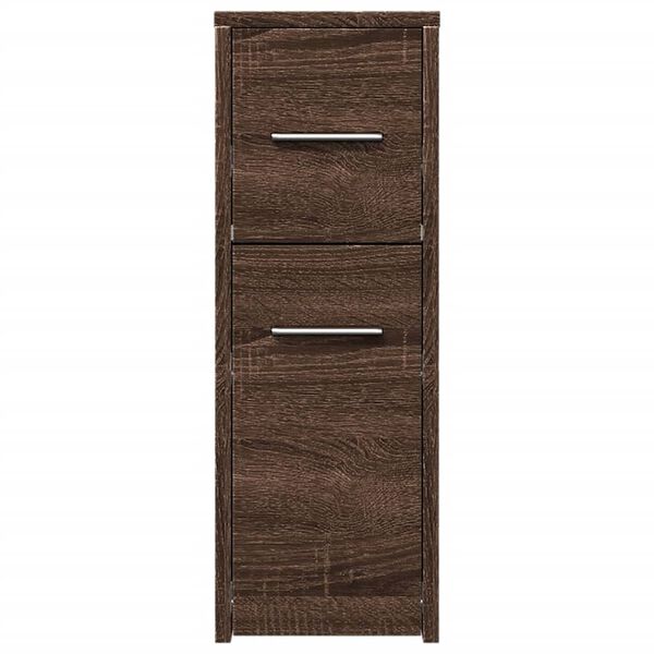 vidaXL Narrow Bathroom Cupboard with Wheels Brown Oak Engineered Wood