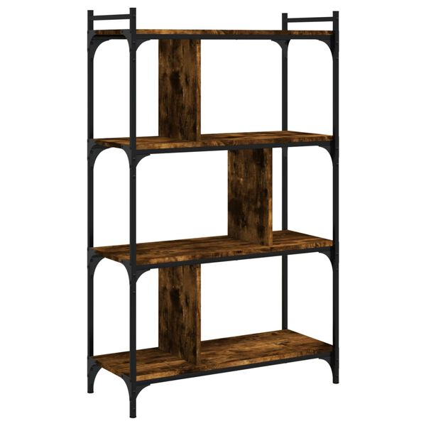 vidaXL Bookcase 4-Tier Smoked Oak 76x32x123 cm Engineered Wood