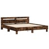 vidaXL Bed Frame with LED without Mattress Smoked Oak 200x200 cm
