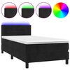 vidaXL Box Spring Bed with Mattress&LED Black 80x200cm Velvet
