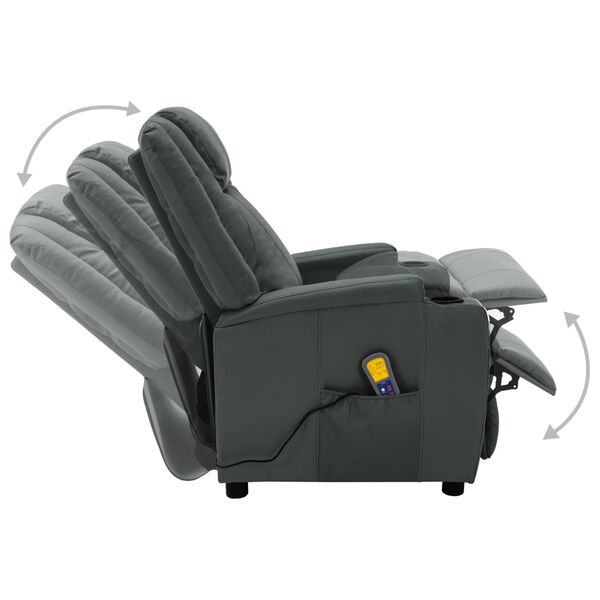 vidaXL Massage Chair Grey Faux Leather