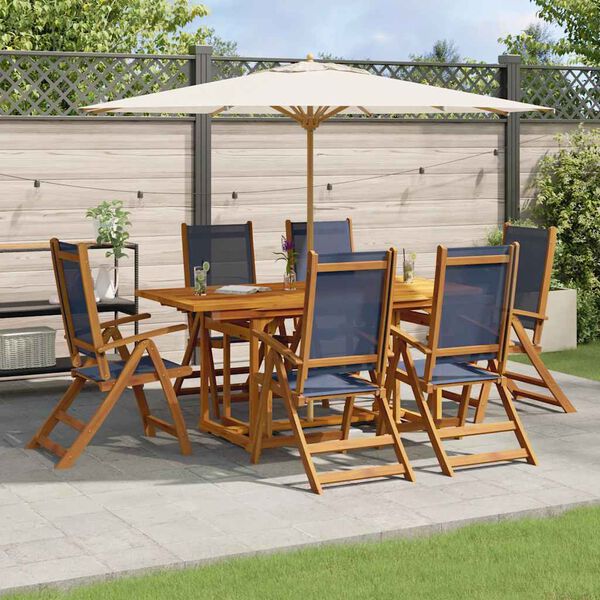 vidaXL 7 Piece Garden Dining Set Solid Wood Acacia and Textilene